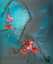 Fancifal Flight by Kay Davenport - Original Painting on Box Canvas sized 40x48 inches. Available from Whitewall Galleries